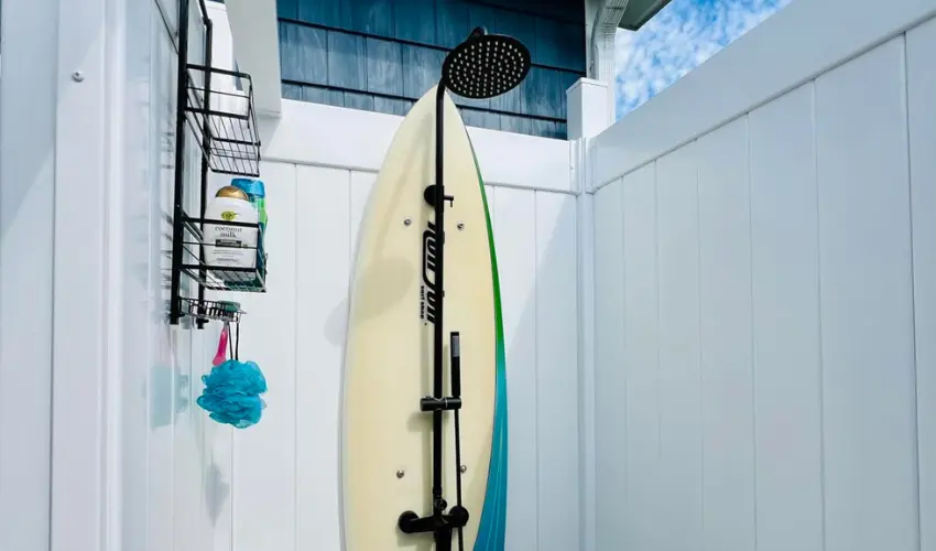 Surfboard Shower Backdrop